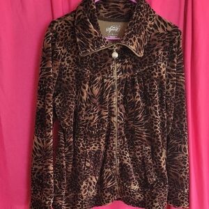Style & Co Brown Teddy Jacket with Plush Animal Print